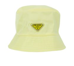 Prada Logo Bucket Hat, Polyamide, Yellow, M, Db